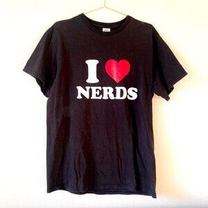 I Love Nerds y2k 2000s Black Graphic Tee Shirt Men's Large